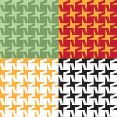 Set of seamless geometric patterns with grunge effect. Swatches are included. Appropriate for textile, packing materials, website backgrounds. 