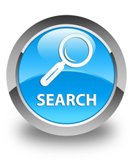 Search glossy cyan blue round button