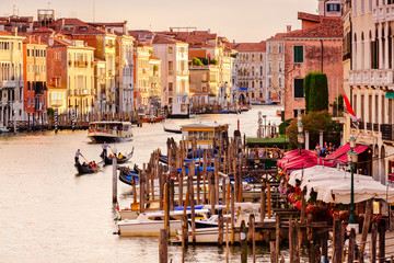 The Grand Canal in Venice at sunset seen from the Rialto Bridge