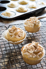 Vanilla Cupcakes on a Cooling Rack