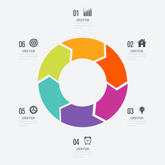 Infographics template 6 options with circle