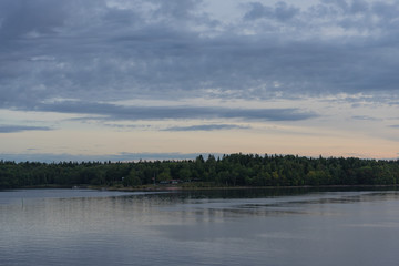 Scandinavian landscape with islands,view from sea