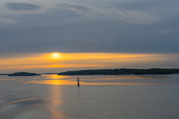 Scandinavian landscape with islands,view from sea