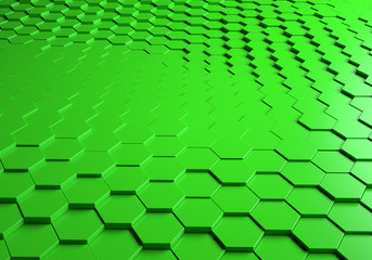 Hexagonal Abstract Wavy 3D Pattern Background with Shadows and Reflections, Honeycomb Floor