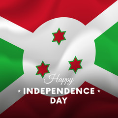 Banner or poster of Burundi independence day celebration. Waving flag. Vector illustration.