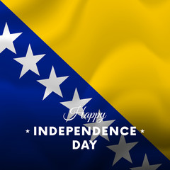 Banner or poster of Bosnia and Herzegovina independence day celebration. Waving flag. Vector illustration.
