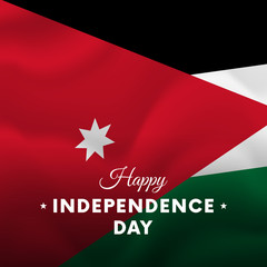 Banner or poster of Jordan independence day celebration. Waving flag. Vector illustration.
