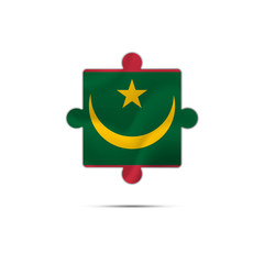 Naklejka premium Isolated piece of puzzle with the Mauritania flag. Vector illustration.