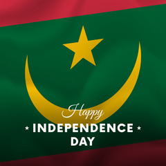 Banner or poster of Mauritania independence day celebration. Waving flag. Vector illustration.