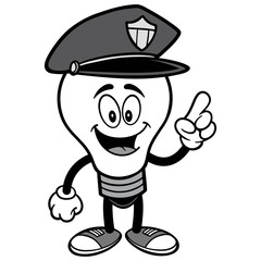Police Bulb Talking Illustration