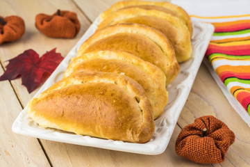 Fresh baked pumpkin pie bites.