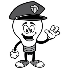 Police Bulb Waving Illustration