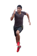 Young runners are jogging Isolated and clipping path