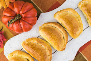 Fresh baked pumpkin pie bites.