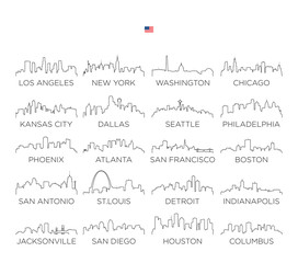 USA skyline city line art, vector Illustration design