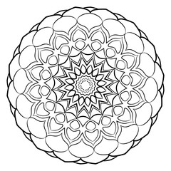 A beautiful monochrome mandala. Hexagonal star. A pattern for a color book. Template for printing on fabric. Image for relaxation and meditation. Coloring element.