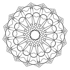 A beautiful monochrome mandala. A pattern for a color book. Picture for the album. Template for printing. Image for meditation. Coloring element.
