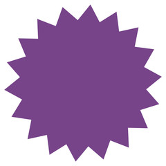 Icon of starburst, sunburst badge,label, sticker. Purple, lilac, violet color.  