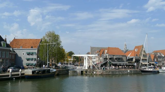 View over the city and harbor in Hoorn