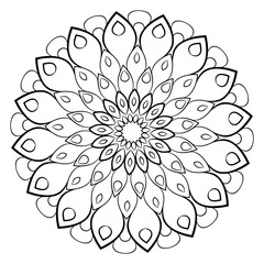 A beautiful monochrome mandala. Hexagonal star. A pattern for a color book. Picture for the design of the album. Template for printing. Image for relaxation and meditation.