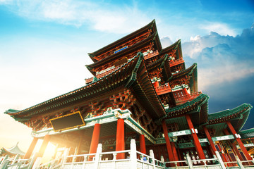 Tengwang Pavilion,Nanchang,traditional, ancient Chinese architecture, made of wood.