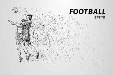 Fototapeta na wymiar Football of the particles. Football players fighting for the ball in the air. Vector illustration