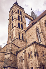 Church of Esslingen in Germany / Old Church medieval with bridge between towers