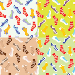 Fototapeta na wymiar Vector fashion Seamless pattern with colored socks.