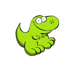 Illustration of a small and friendly green dinosaur