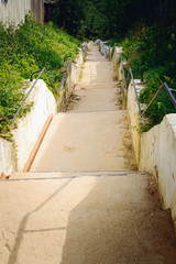 An old concrete staircase.