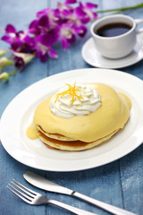 homemade lilikoi passion fruit pancake, Hawaiian food