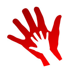 child and mother hands, family concept over white background, stock vector illustration