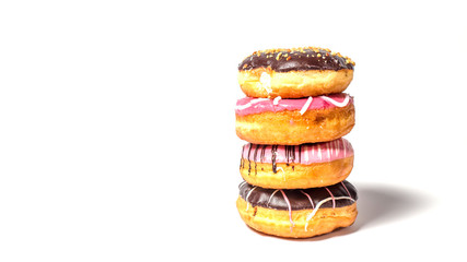 Donuts with sprinkles isolated on white background