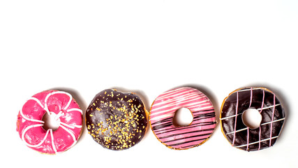 Donuts with sprinkles isolated on white background