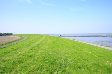 Idyllic landscape on the North Sea coast in Lower Saxony, Germany