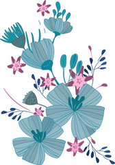 blue flowers vector illustration