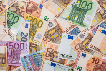 pile of euro banknotes as background