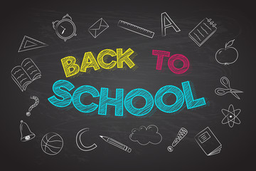 Back to School - banner with funny hand drawn sketch. Vector.