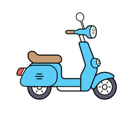 Blue scooter vector isolated.