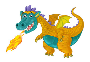 Obraz premium cartoon happy and funny dragon isolated - illustration for children