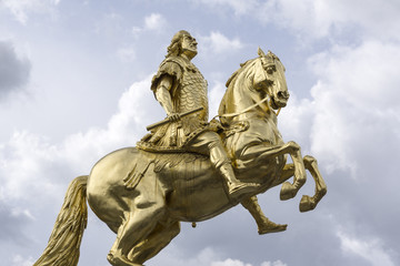 Fototapeta na wymiar Goldener Reiter, the statue of August the Strong in Dresden, Saxony, Germany