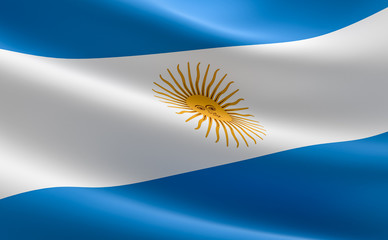 Flag of Argentina.  Argentinian flag waving.