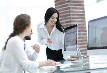 Fototapeta premium professional specialists of the company discussing financial schedules