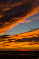 sunset over the ponds of the Camargue