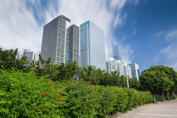 Obraz na płótnie Canvas GUANGZHOU, CHINA - Modern skyscrapers in Guangzhou . Guangzhou is one of the major economic cities in China