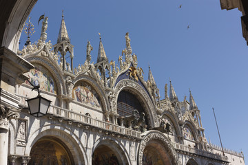 Side view facade facade of St. Mark's Basilica, Venice. Italy