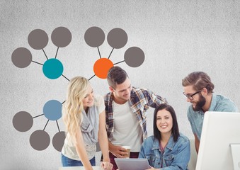 Group meeting with mind map and computer