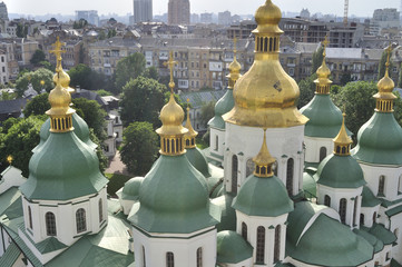 Fototapeta na wymiar Saint Sophia's Cathedral domes - Kiev, Ukraine