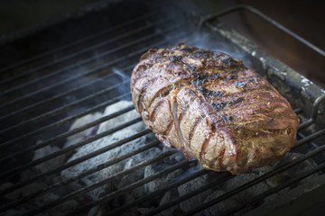 meat on grill - outdoor barbecue