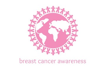 Obraz premium World map and breast cancer awareness concept